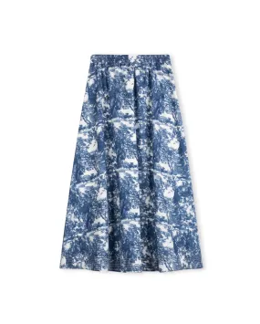 Aloe linen Printed Midi Skirt