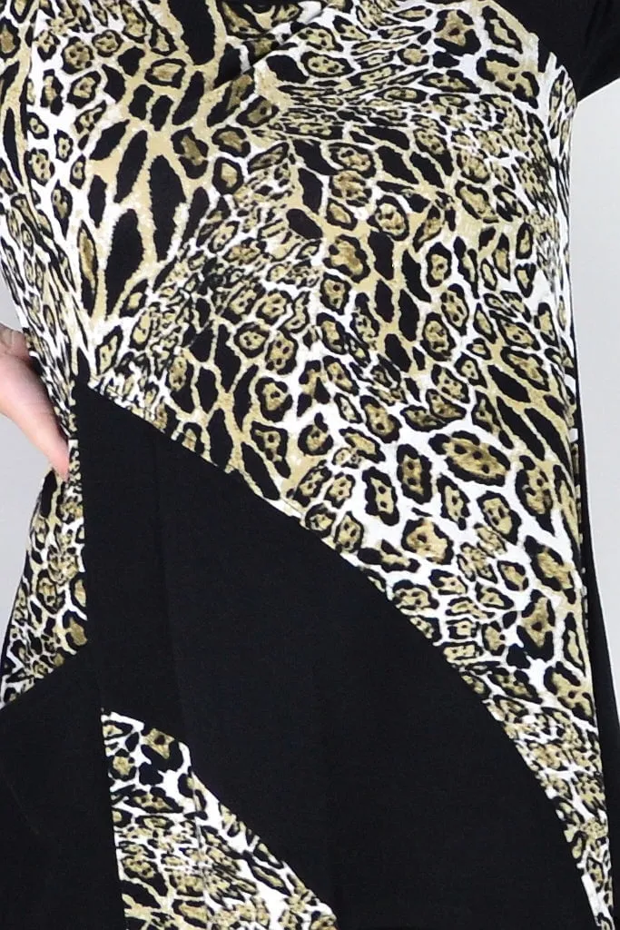 Animal Print Asymmetrical Hem Tunic Top