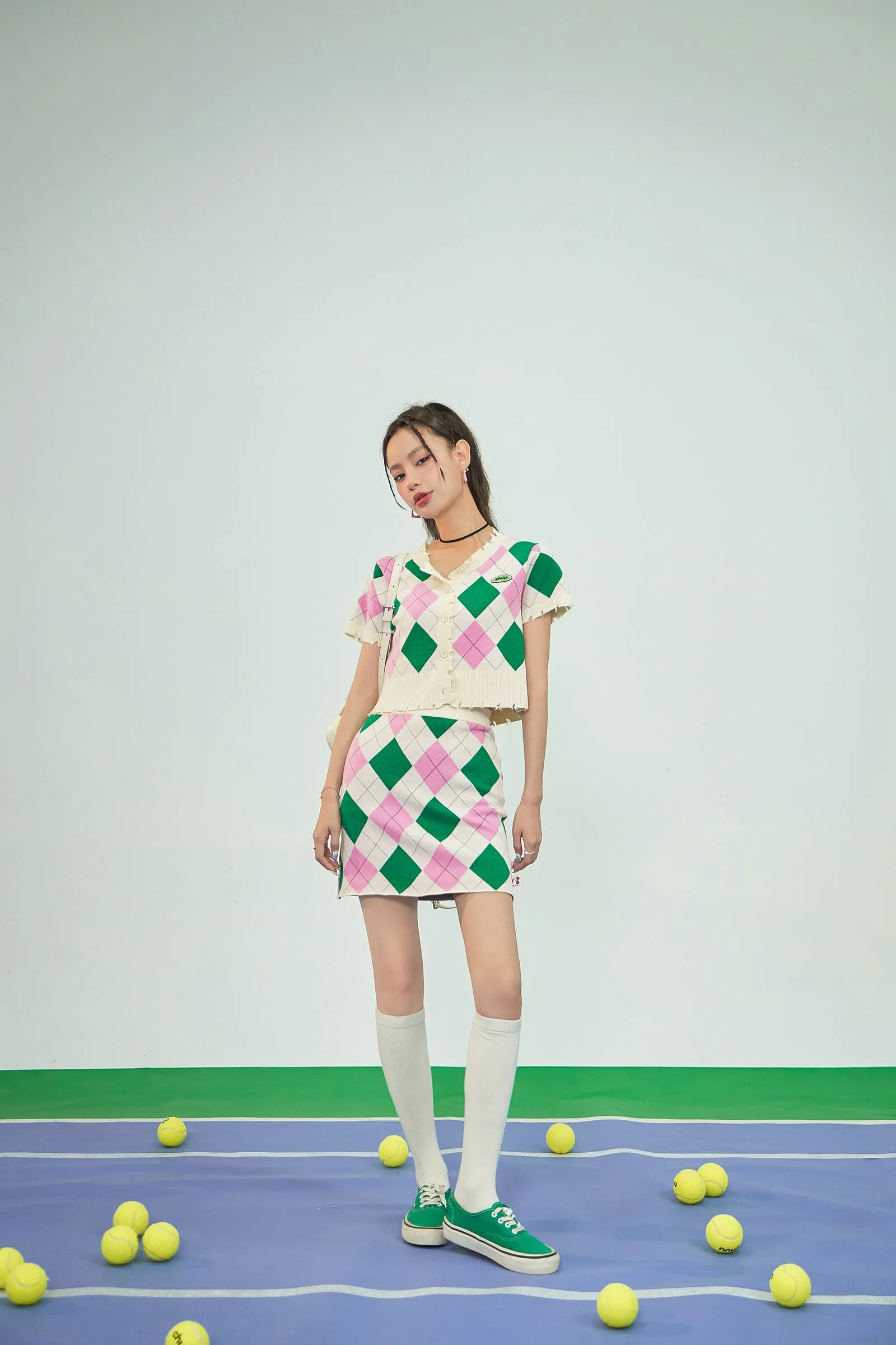 Argyle Knitwear Mini Skirt