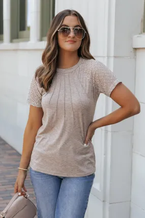 Beige Two Tone Pleated Top - FINAL SALE