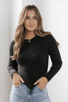 Black Textured Asymmetrical Top - FINAL SALE