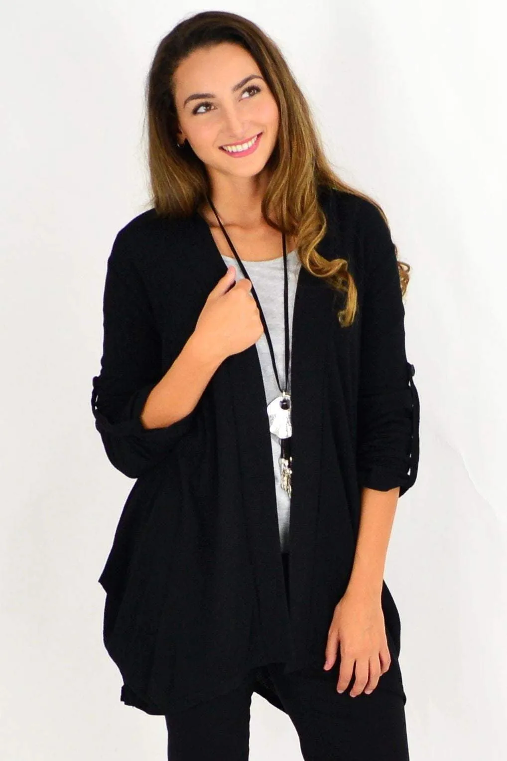 Black Textured Cardigan