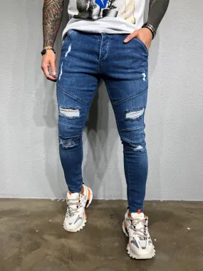 Blue Washed Ripped Ultra Skinny Pant BL436 Streetwear Jeans