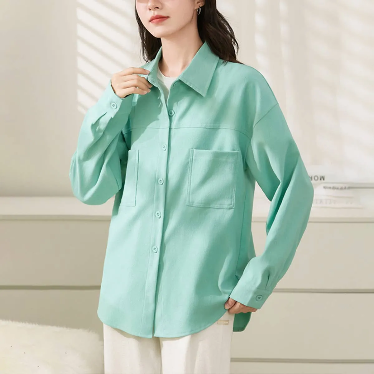 COMMUTER STYLE LONG-SLEEVED SLIMMING SHIRT_CWTBLL0905