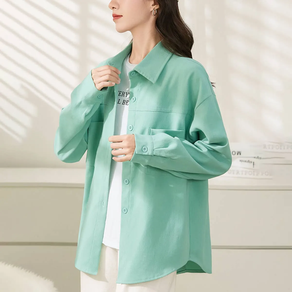 COMMUTER STYLE LONG-SLEEVED SLIMMING SHIRT_CWTBLL0905