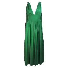 ERNA Circa 1960s Green Pleated Silk Chiffon Gown