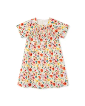 Floral Printed Zig Zag Smocked Dress