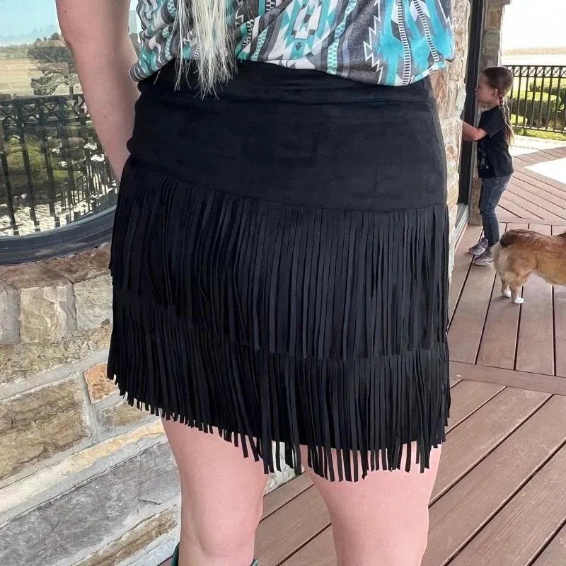 Fort Worth Fringe Skirt Black