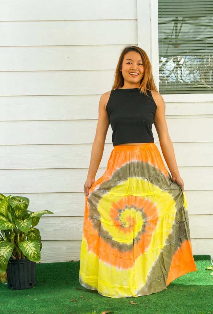 Hand Dyed Tiered Maxi Hippie Skirt