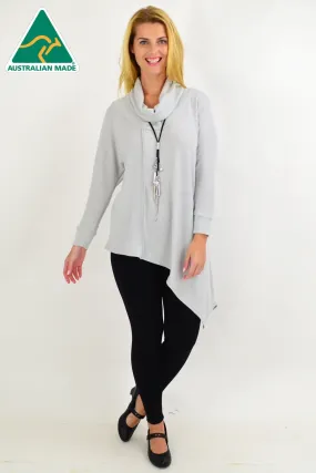 Light Grey Asymmetrical Rolled Neck Jumper