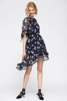 Nurode Wax Flower Asymmetrical Hi Lo Dress