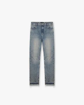 R2 Stepped Hem Denim - Mid Blue