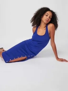 SEVAN DRESS WITH BUTTON DETAIL (COBALT) - NATION