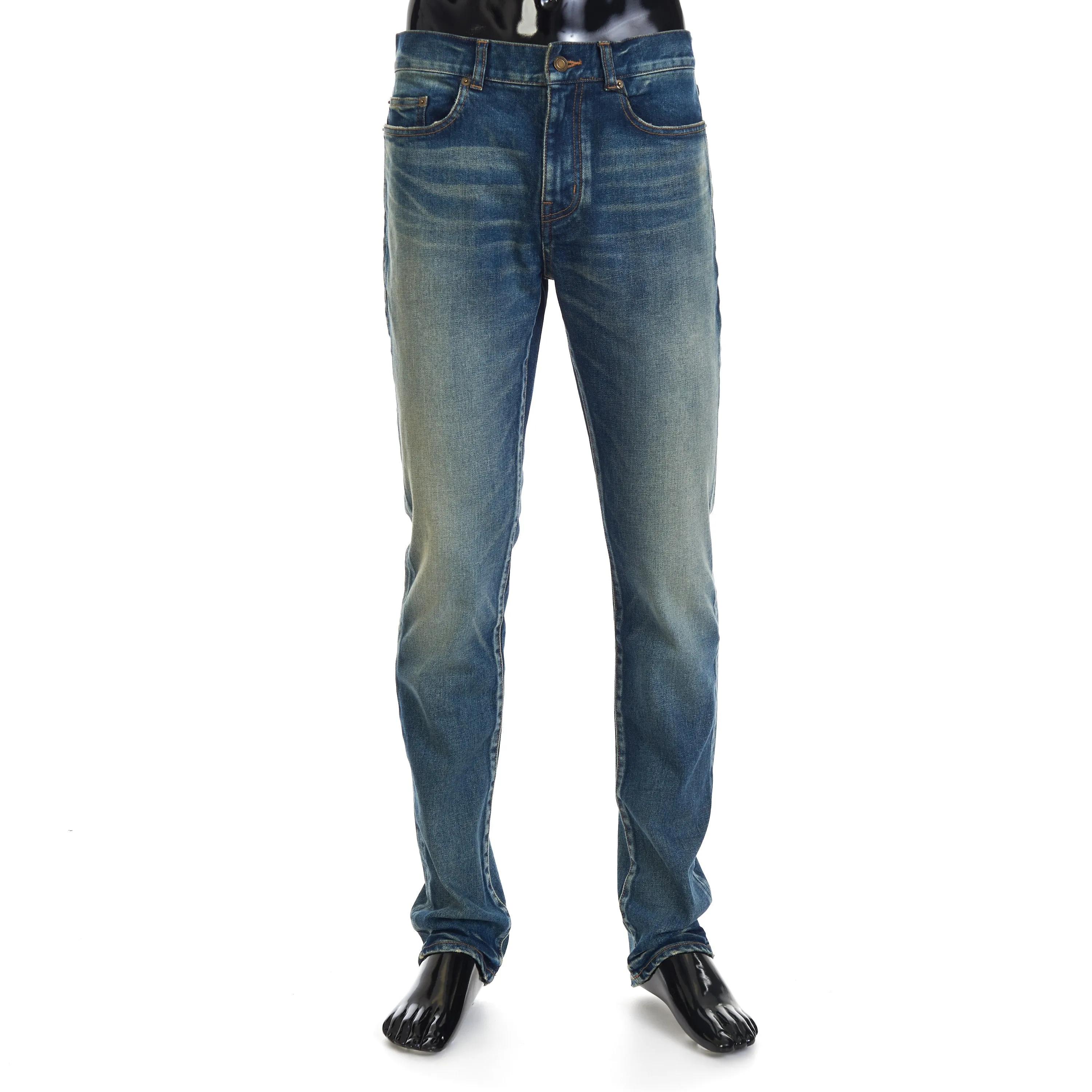 Skinny Jeans - Vintage Blue Denim, Mid Rise, Five Pocket