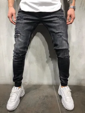 Sneakerjeans Black Ripped Skinny Jeans A237