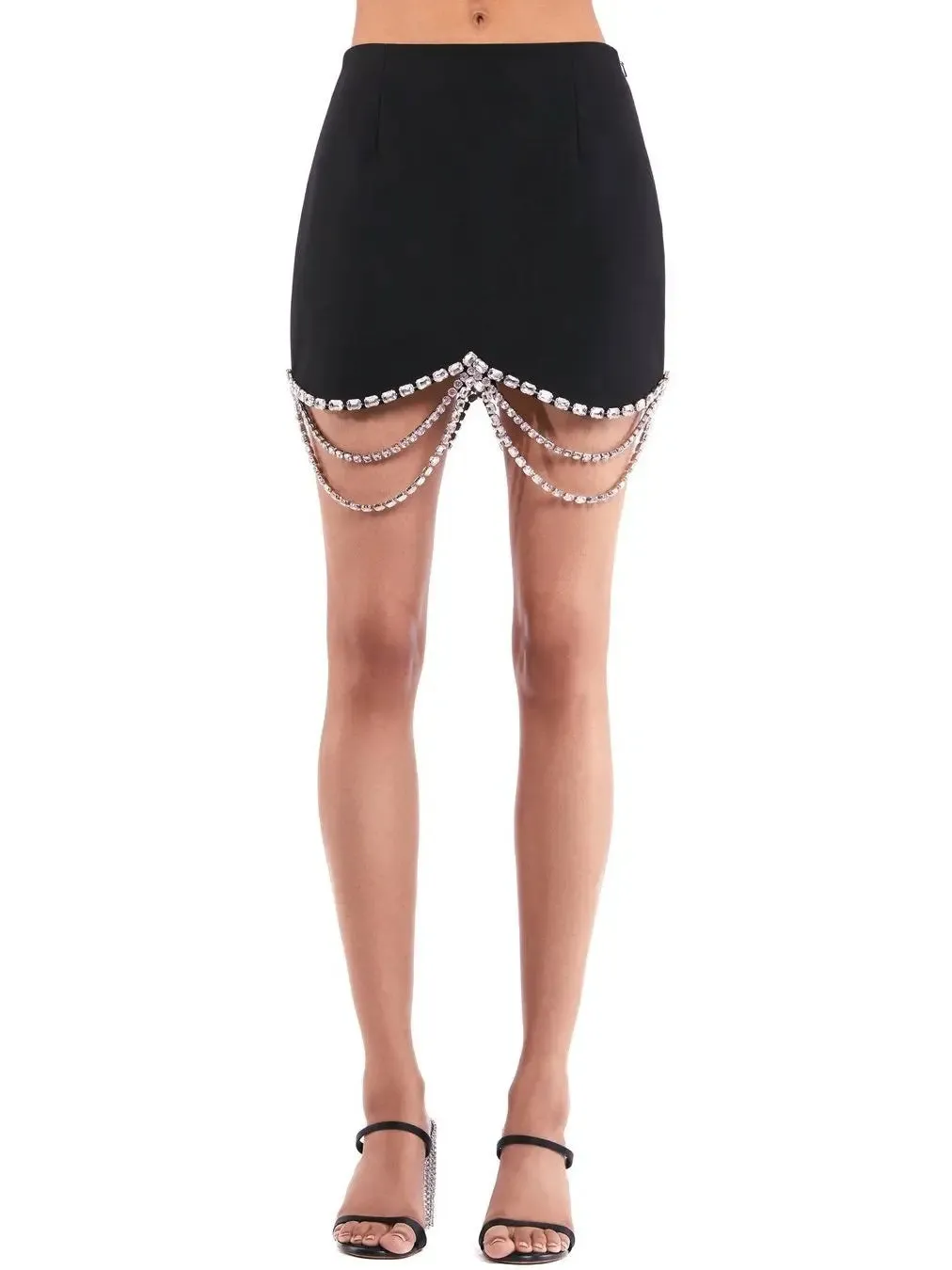 Women’s Draped Crystal Scallop Mini Skirt